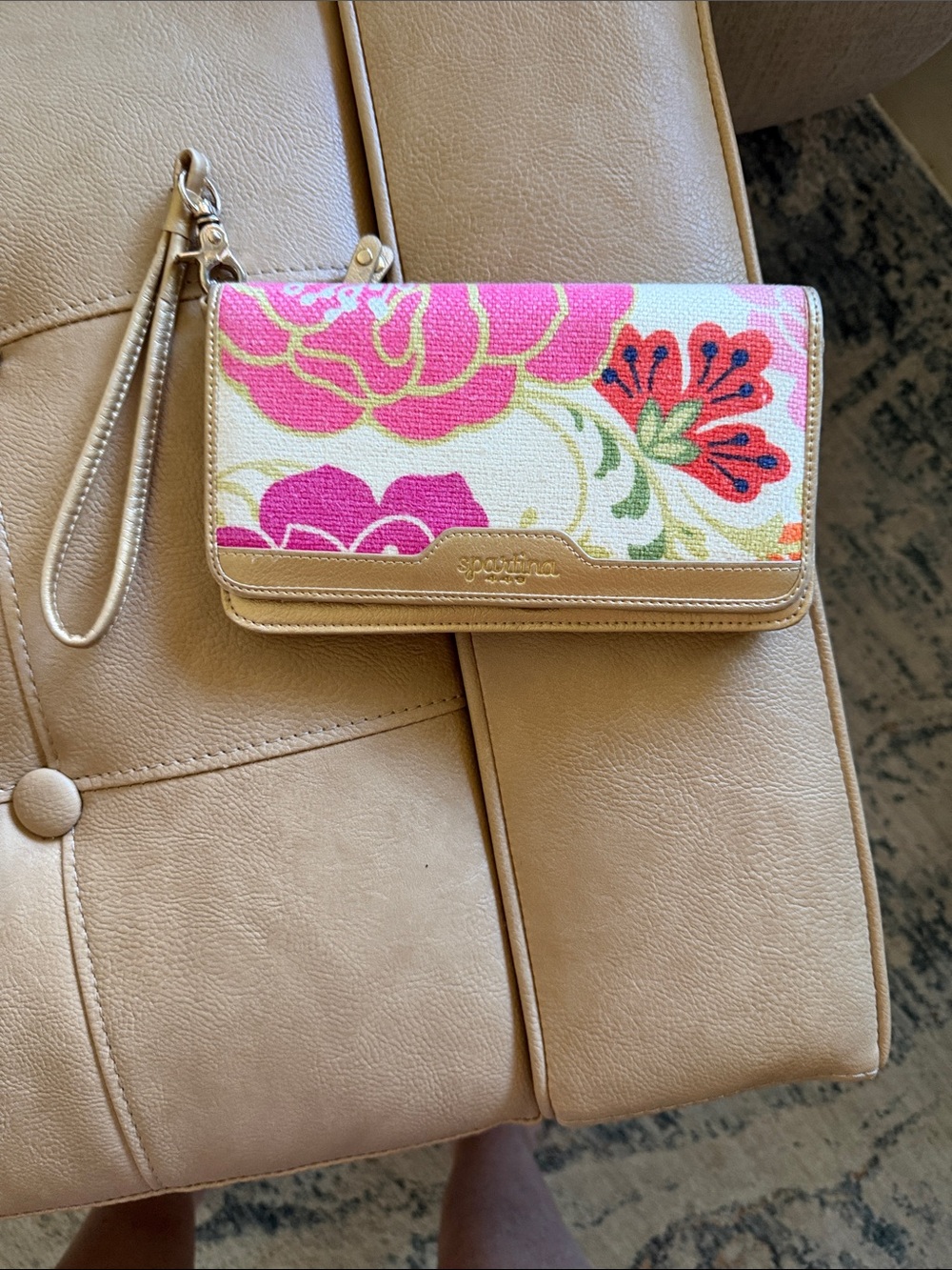 Floral Pink Canvas Wristlet Wallet